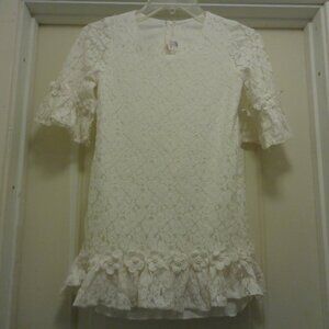 GIRLHOODCORE LACEY WHITE BEADED DRESS KIDS 8 BY WHITE ELEGANCE